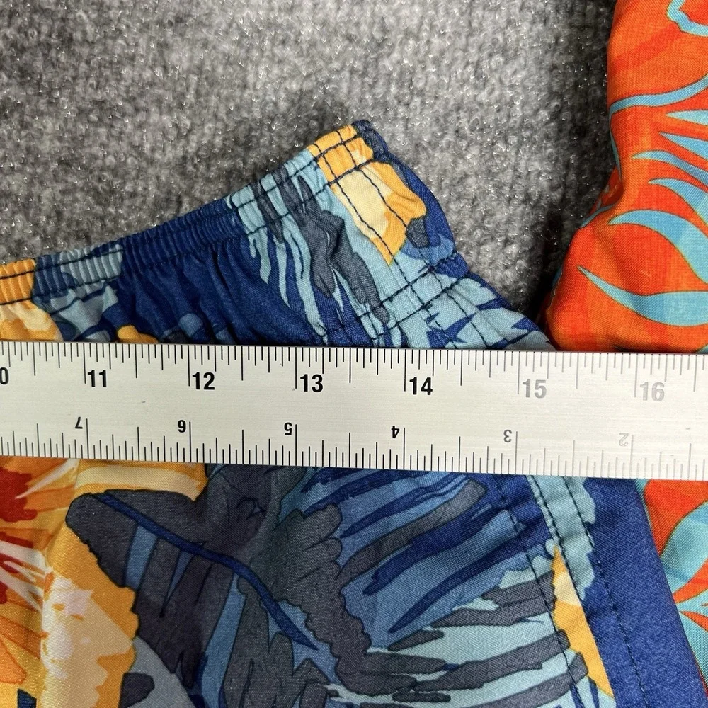 Speedo Swim Trunks Lot (2) Boy's M Blue‎ Orange Tropical Print